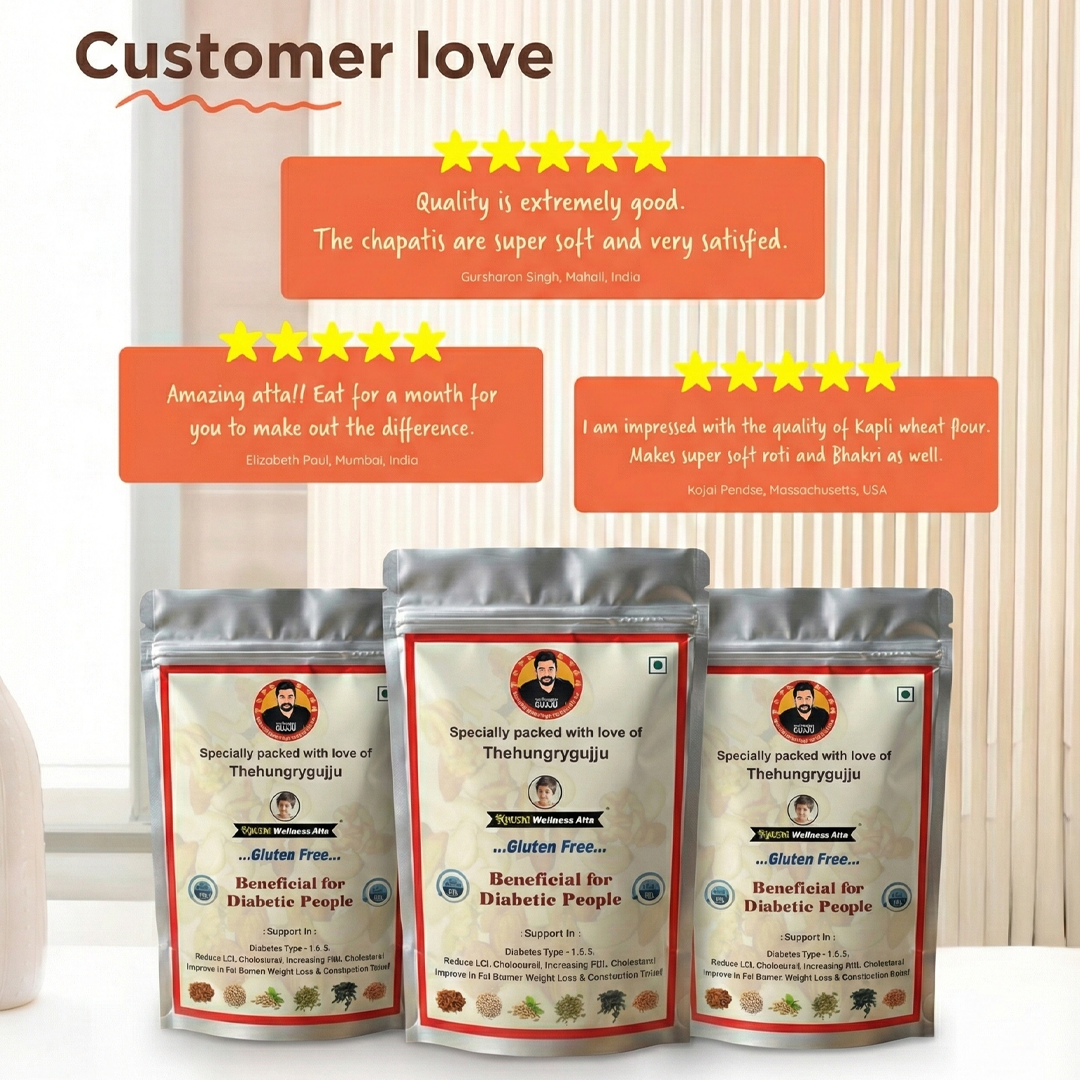 Hungry Gujju Wellness Atta – 100% Gluten-Free | Low GI Flour for Diabetes & Weight Management (1 Kg) - Image 7